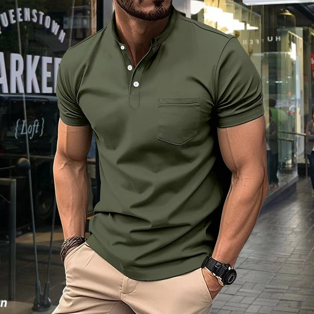 Men’s Polo Shirt – Slim Fit – Soft Knit – Half Collar – Short Sleeve – Chest Pocket