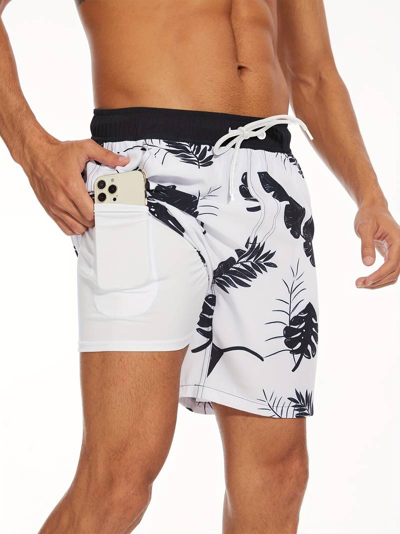 Men’s Beach Shorts – Relaxed Fit – Quick-Dry Breathable Blend – Inner Liner – Pockets