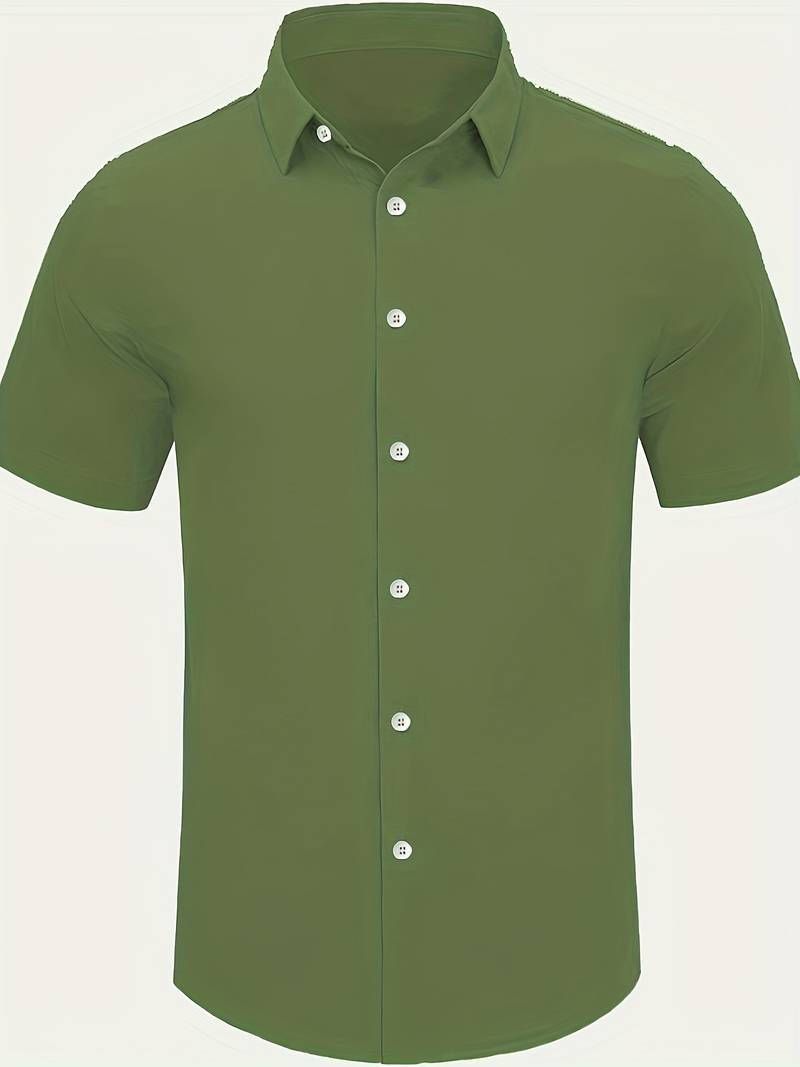 Men’s Short-Sleeve Button-Up Shirt - Classic Collar - Lightweight Relaxed Fit