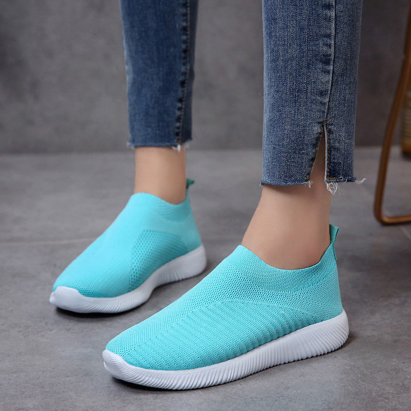 Women's Slip-On Sneakers - Breathable Knit Upper - Lightweight Comfort Fit
