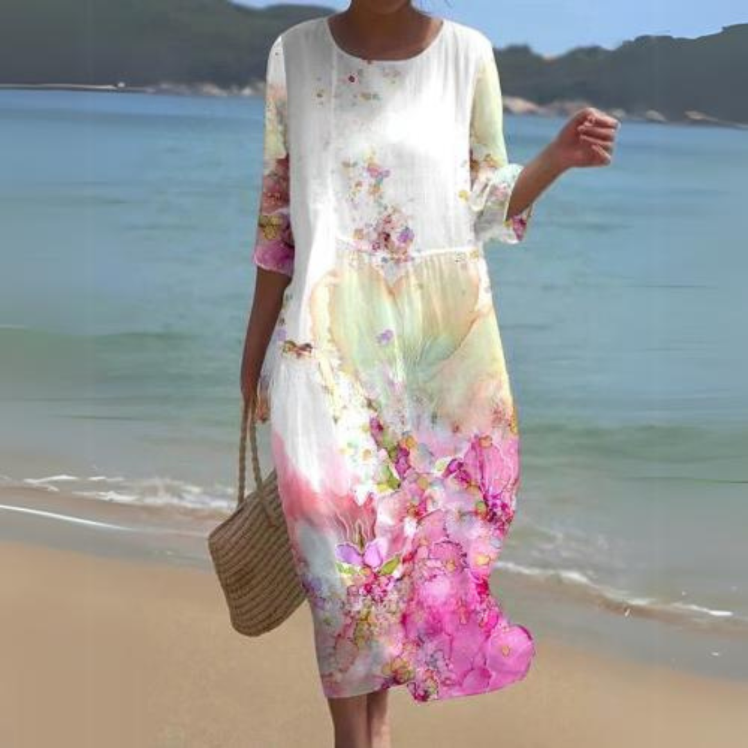 Elegant Women's Midi Dress – Flowy, Lightweight, All-Season Style for Effortless Chic