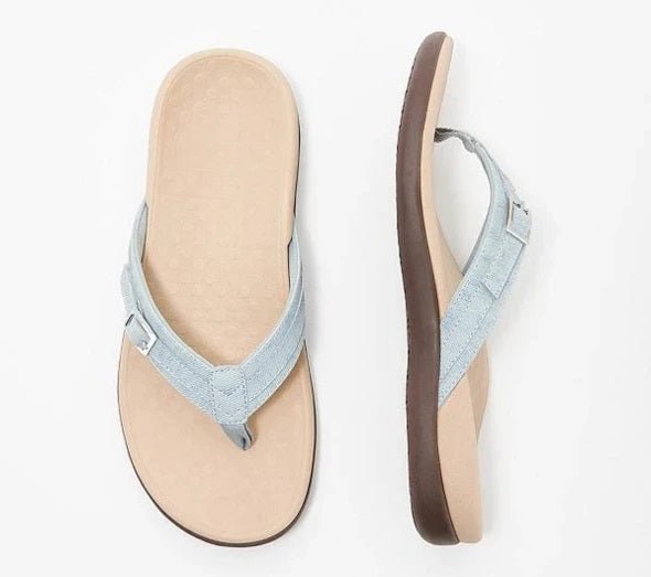 Women’s Flip-Flops – Orthopedic Support – Cushioned Sole – Adjustable Buckle Strap