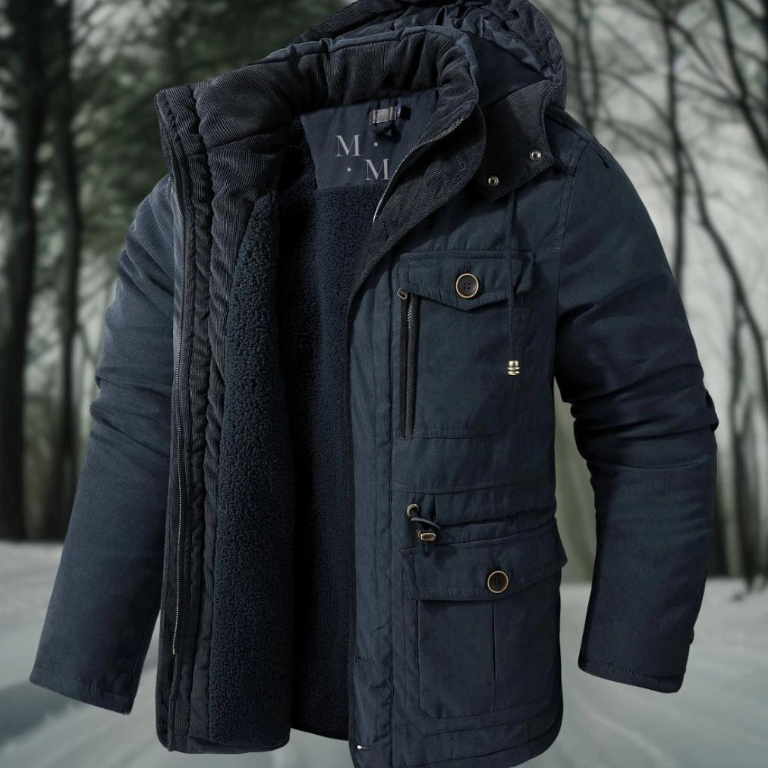 Men’s Parka Jacket – Regular Fit – Sherpa Lined – Ribbed Hood – Utility Pockets