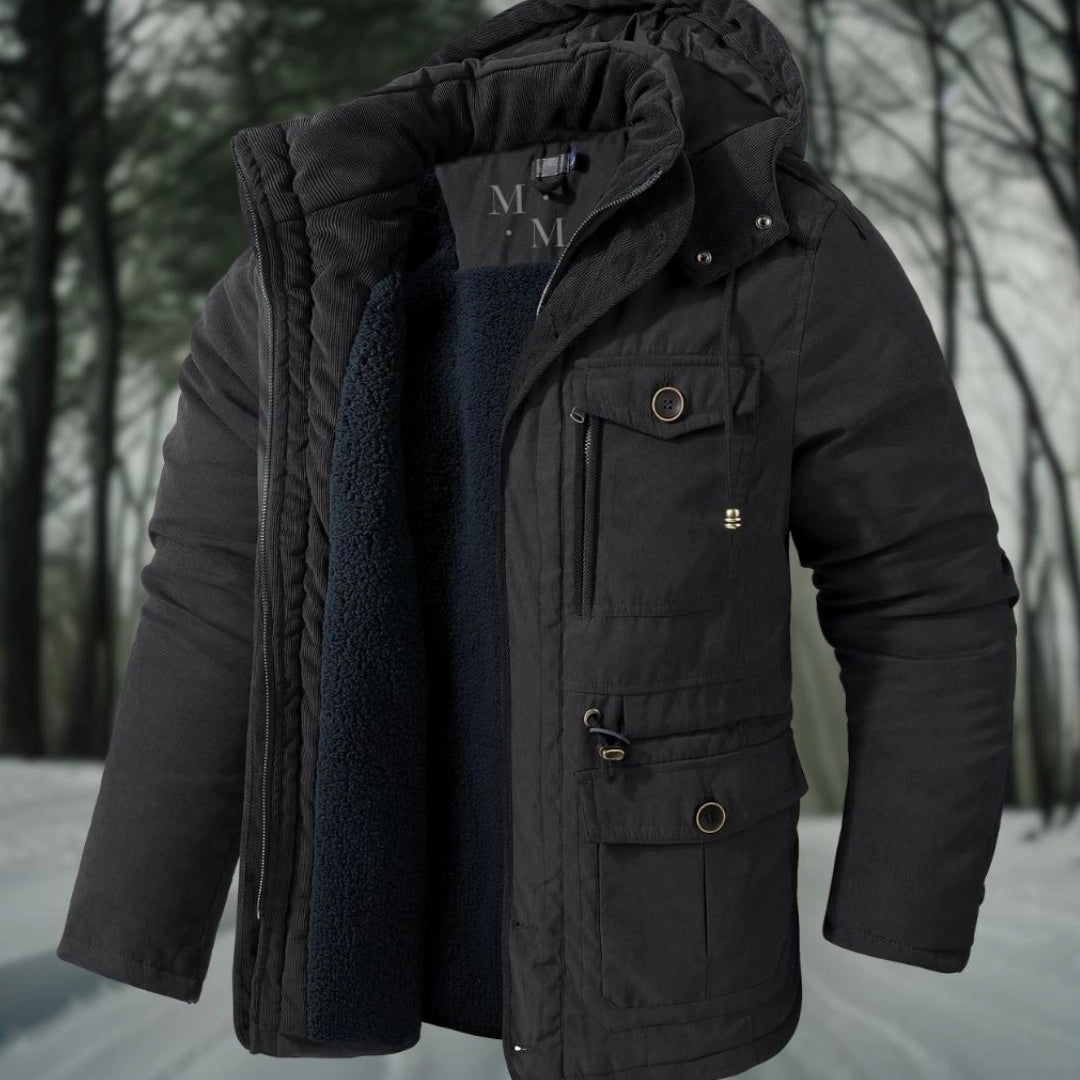 Men’s Parka Jacket – Regular Fit – Sherpa Lined – Ribbed Hood – Utility Pockets