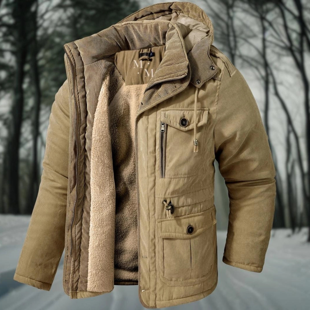 Men’s Parka Jacket – Regular Fit – Sherpa Lined – Ribbed Hood – Utility Pockets