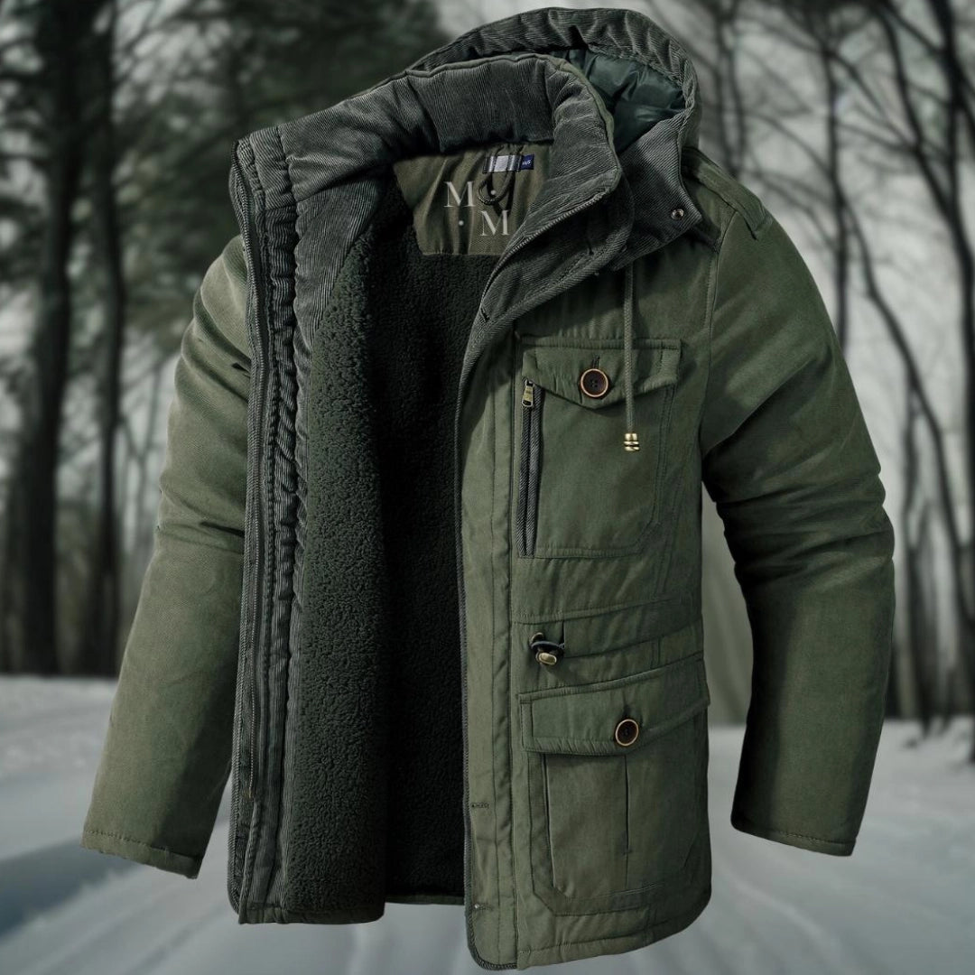 Men’s Parka Jacket – Regular Fit – Sherpa Lined – Ribbed Hood – Utility Pockets