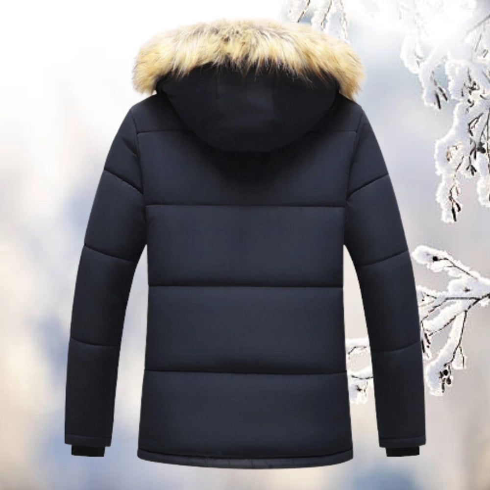 Men’s Parka Coat – Quilted Insulation – Plush Fleece Lining – Faux Fur Hood – Relaxed Fit