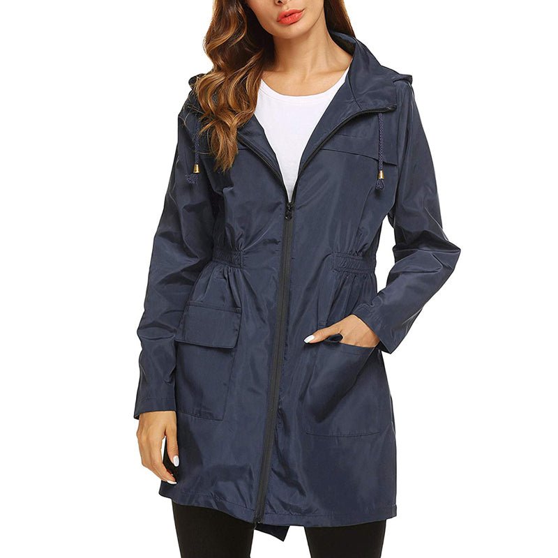 Women’s Raincoat – Water-Resistant – Lightweight Packable – Cinched Waist Fit