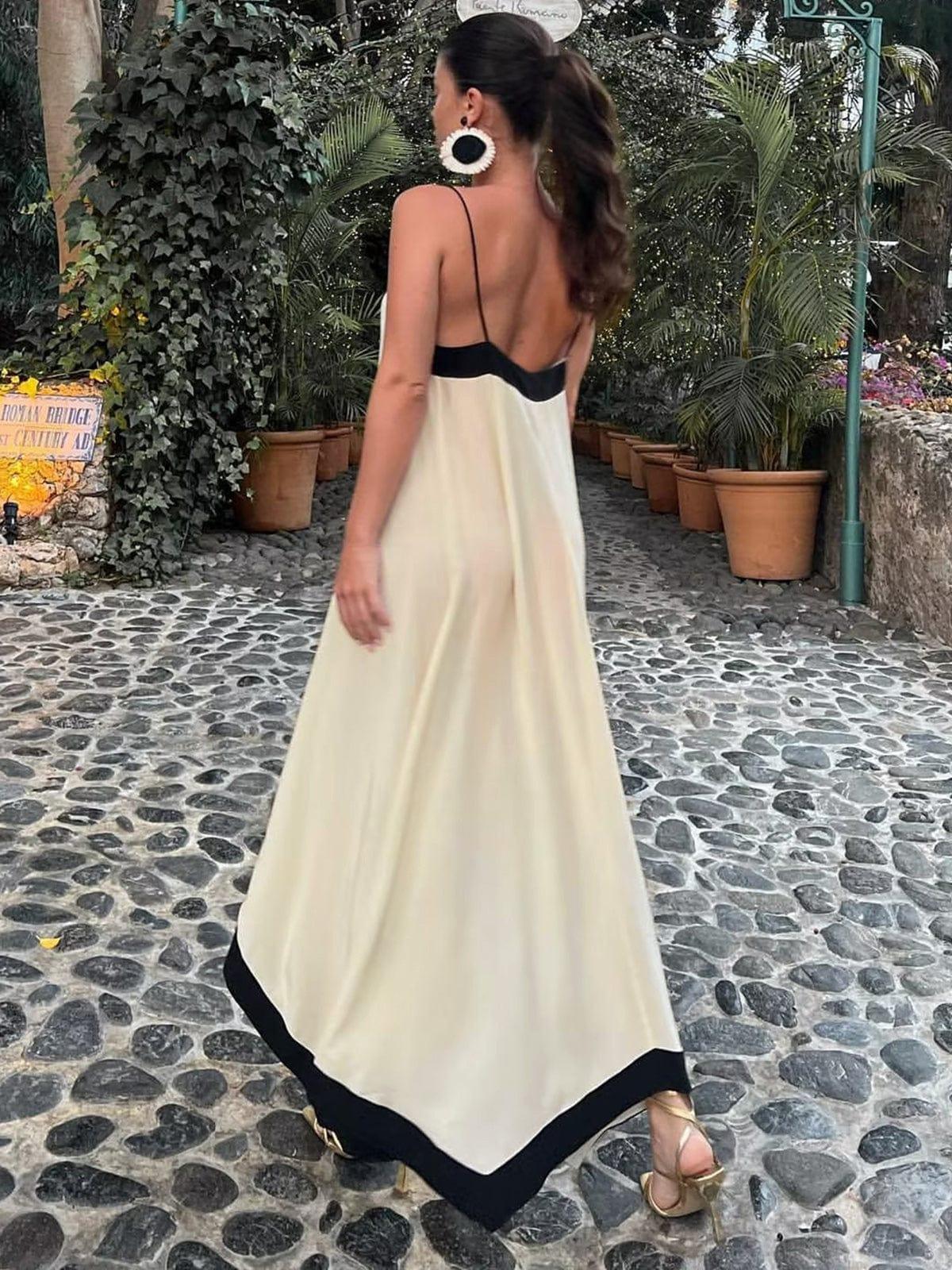 Women’s Maxi Dress – Deep V-Neck – Sleeveless – Flowy Fit – Lightweight Elegant Style