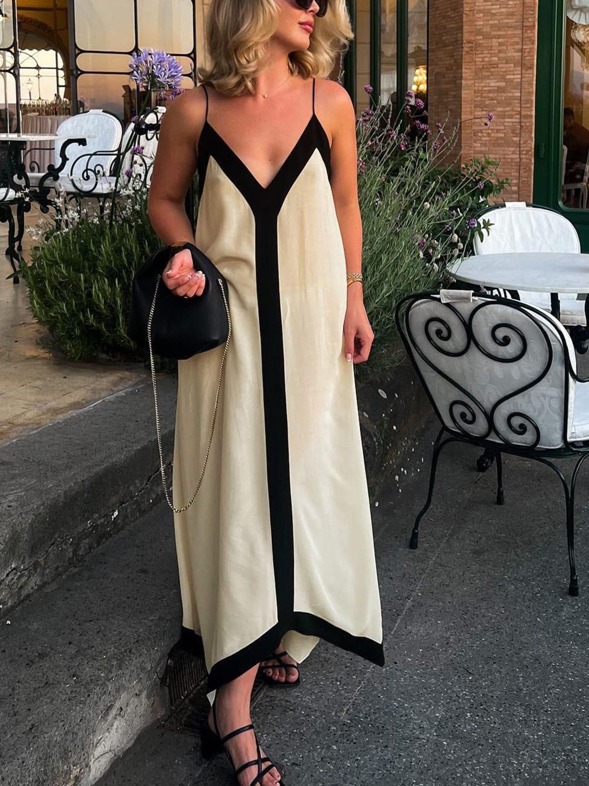 Women’s Maxi Dress – Deep V-Neck – Sleeveless – Flowy Fit – Lightweight Elegant Style