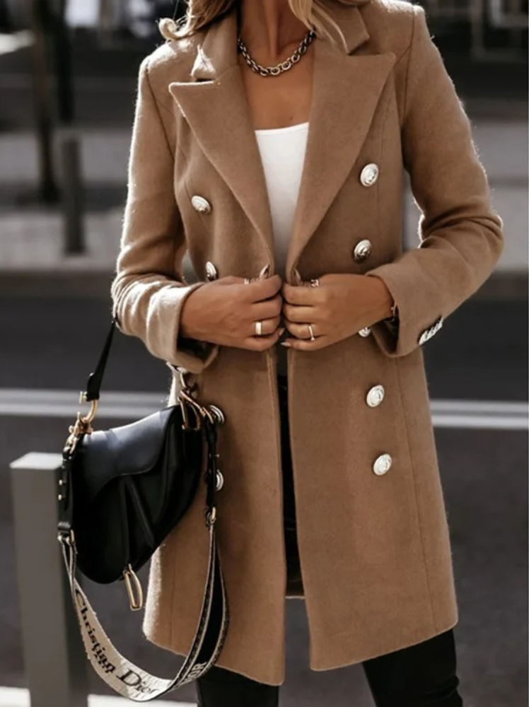 Women’s Blazer – Tailored Fit – Double-Breasted – Luxury Fabric – Mid-Length Structured Cut