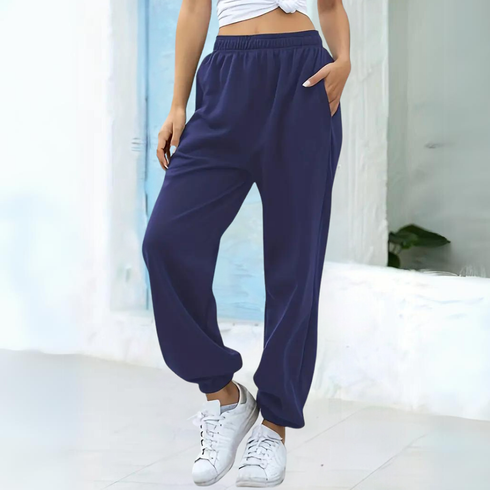 Women's Jogger Sweatpants - Elastic Waist - Relaxed Fit - Soft Cotton Blend - With Pockets