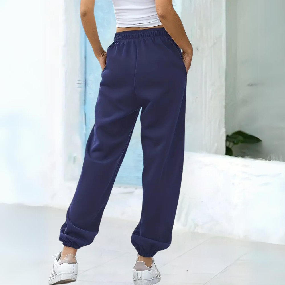 Women's Jogger Sweatpants - Elastic Waist - Relaxed Fit - Soft Cotton Blend - With Pockets