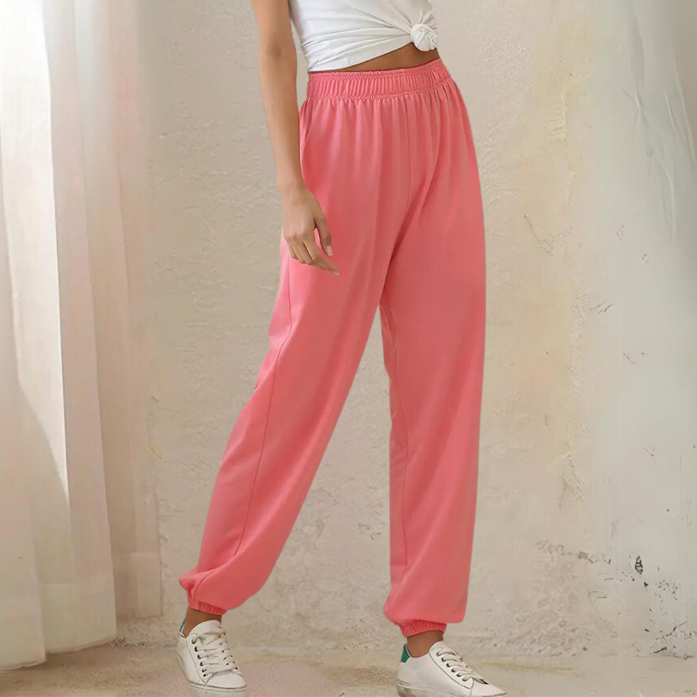 Women's Jogger Sweatpants - Elastic Waist - Relaxed Fit - Soft Cotton Blend - With Pockets