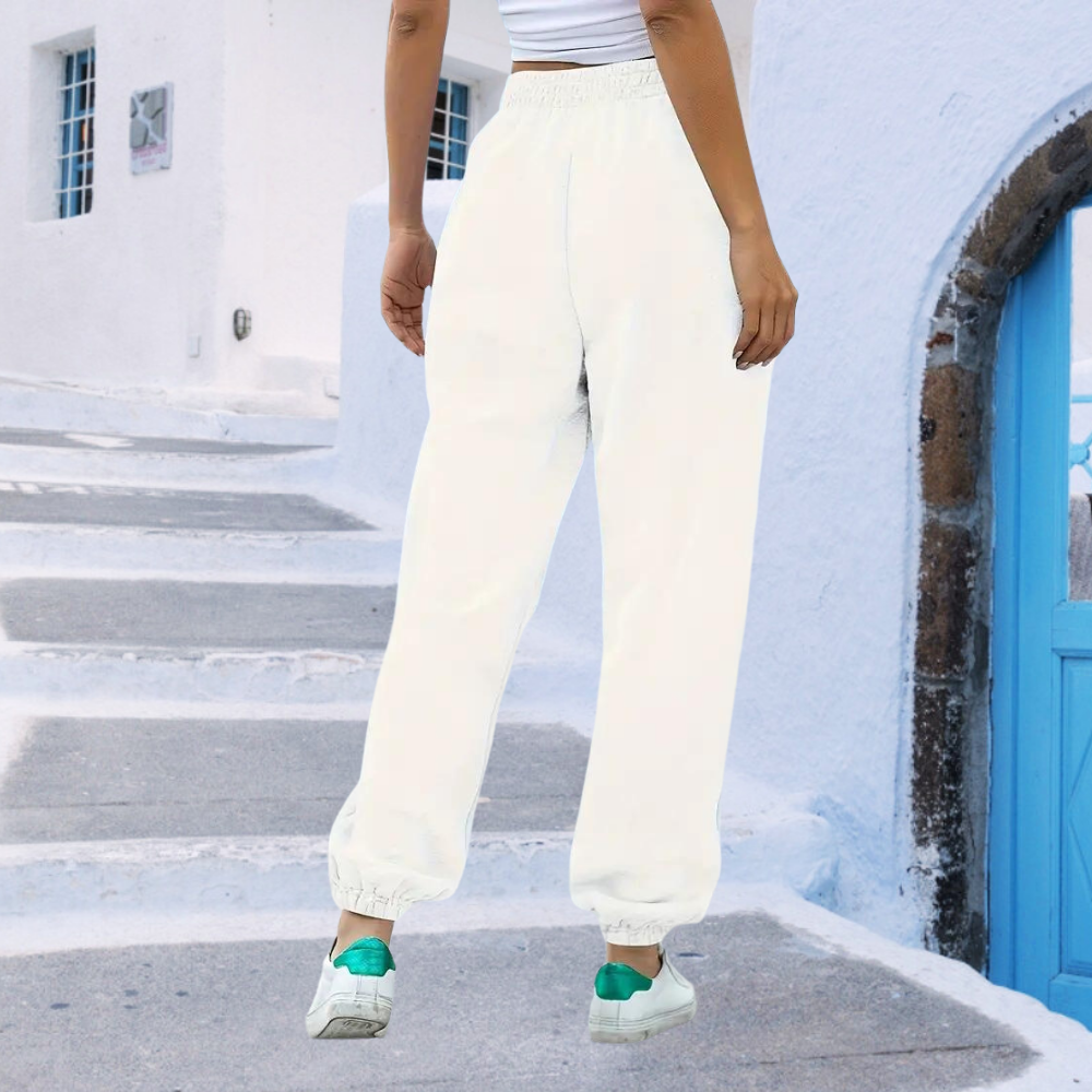 Women's Jogger Sweatpants - Elastic Waist - Relaxed Fit - Soft Cotton Blend - With Pockets