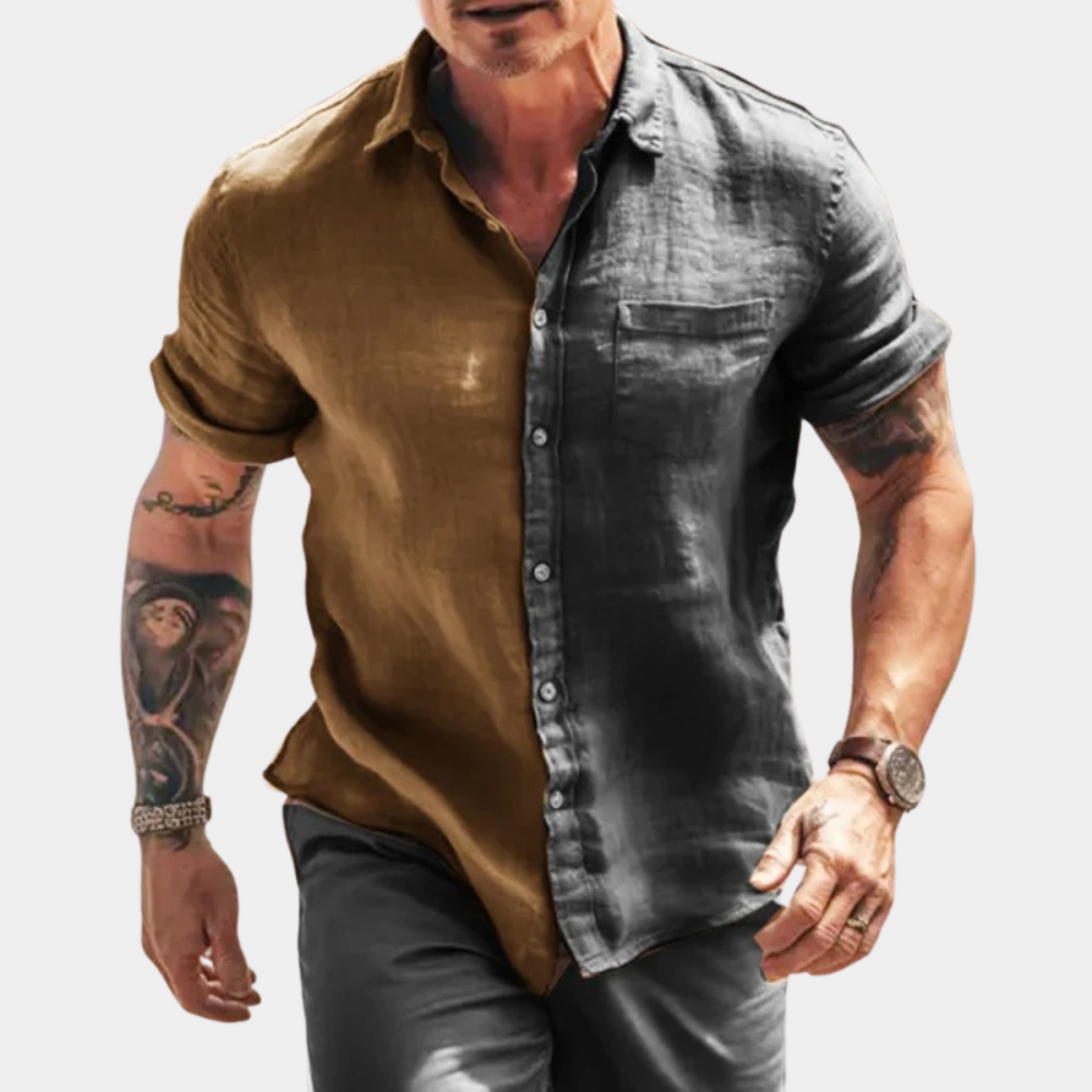 Men’s Casual Shirt – Breathable Blend – Relaxed Fit – Short Sleeve – Button Front