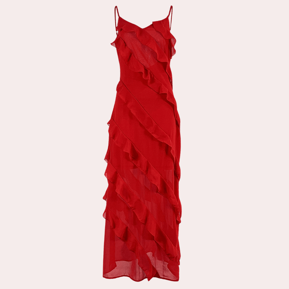 Women’s Evening Dress – Floor Length Gown – Spaghetti Straps – Fitted Formal Wear
