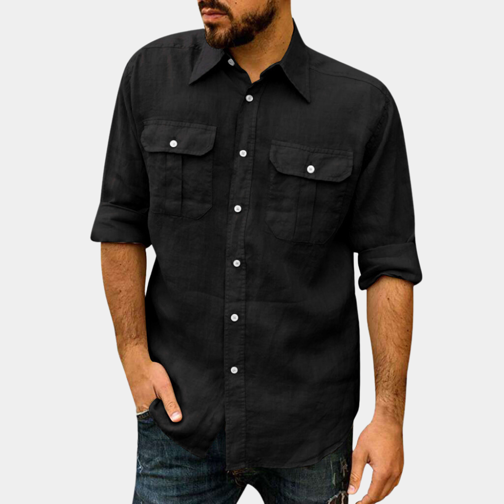 Men’s Classic Shirt – Breathable Blend – Regular Fit – Long Sleeve – Button Pockets