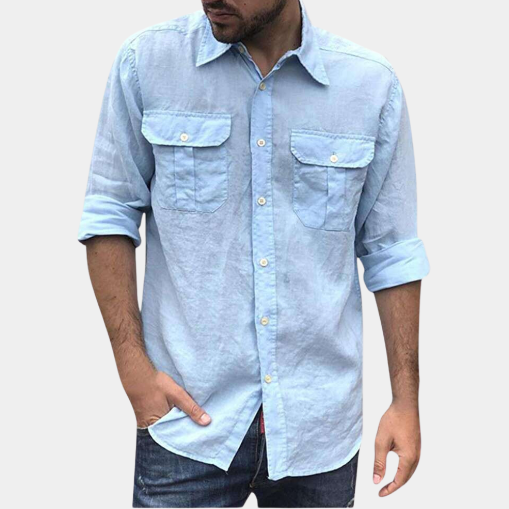 Men’s Classic Shirt – Breathable Blend – Regular Fit – Long Sleeve – Button Pockets