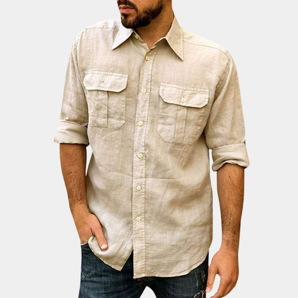 Men’s Classic Shirt – Breathable Blend – Regular Fit – Long Sleeve – Button Pockets