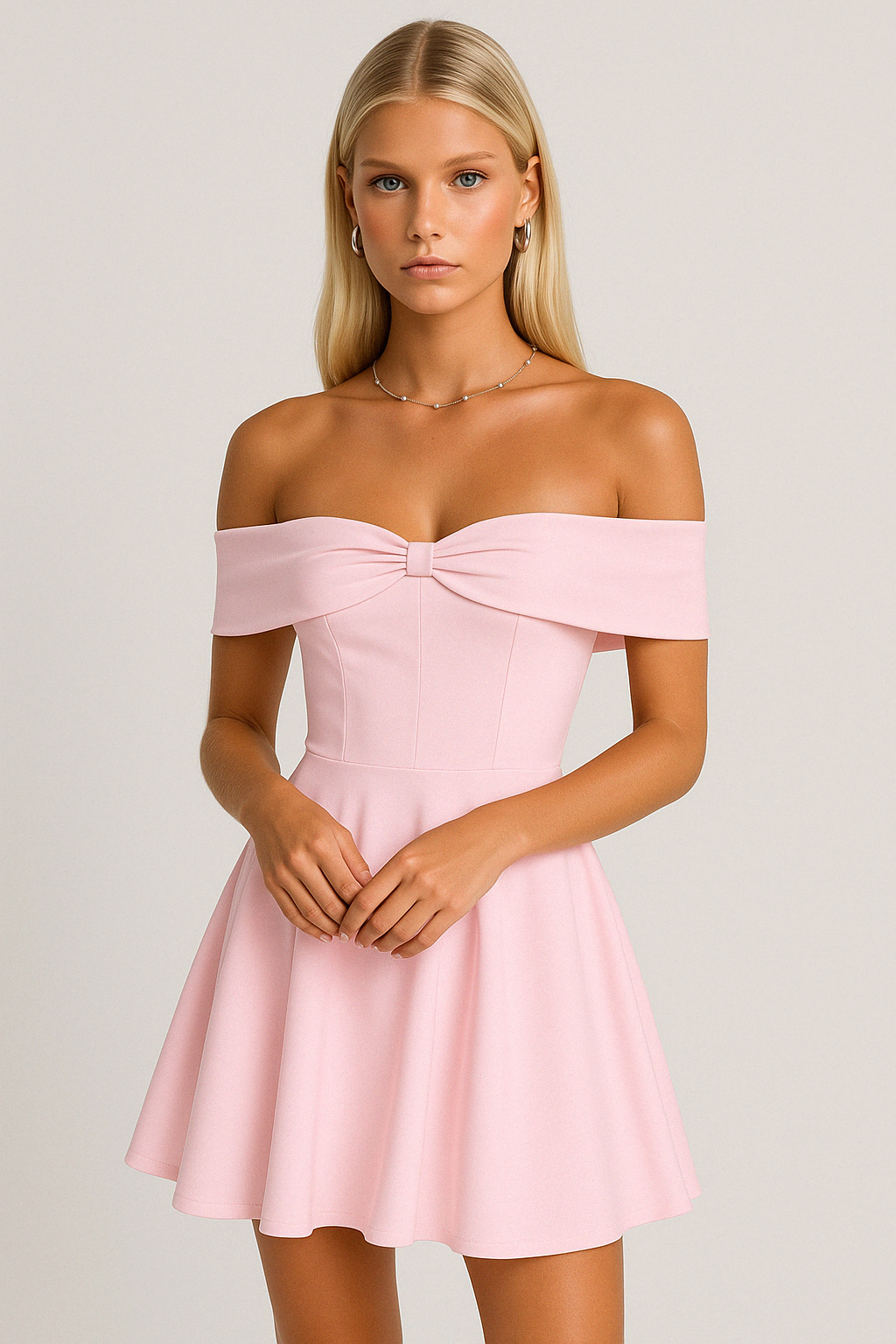 Women’s Casual Dress – Off Shoulder A-Line – Mini Length – Lightweight Soft Fabric