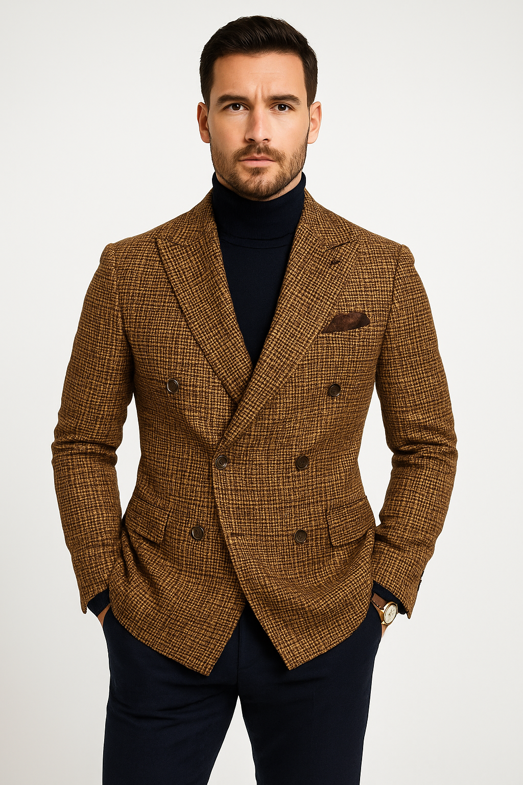 Men’s Blazer – Tailored Fit – Double Breasted – Peak Lapel Formal Wear
