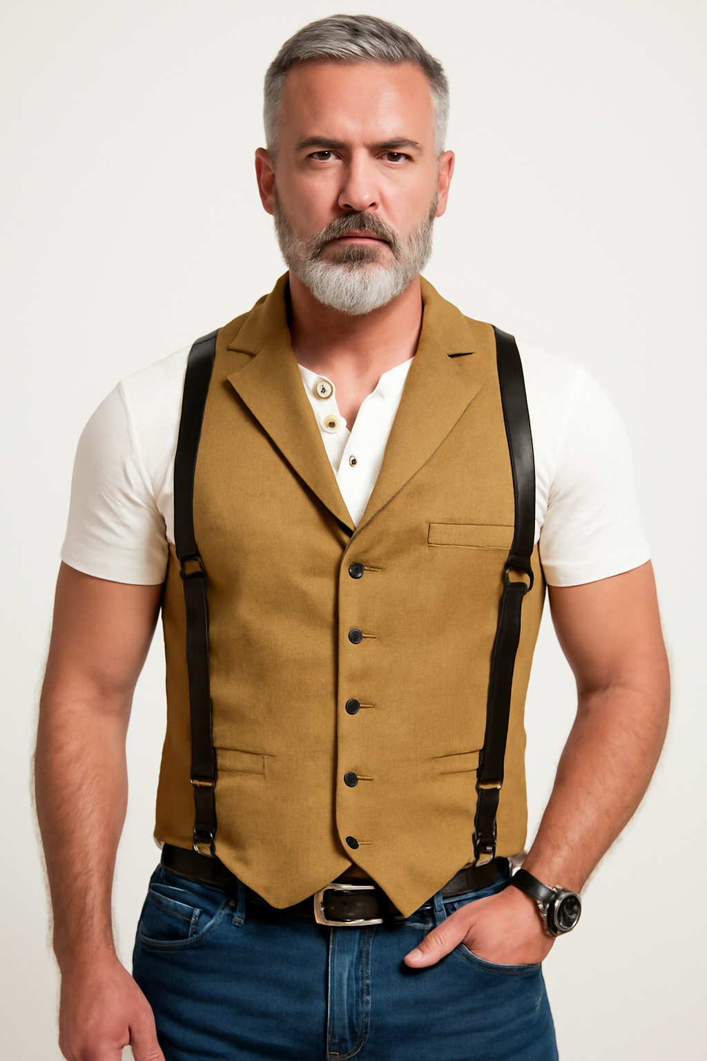 Men’s Vest – Slim Fit – Wool Blend – Notched Lapel – Button Front – Business Casual