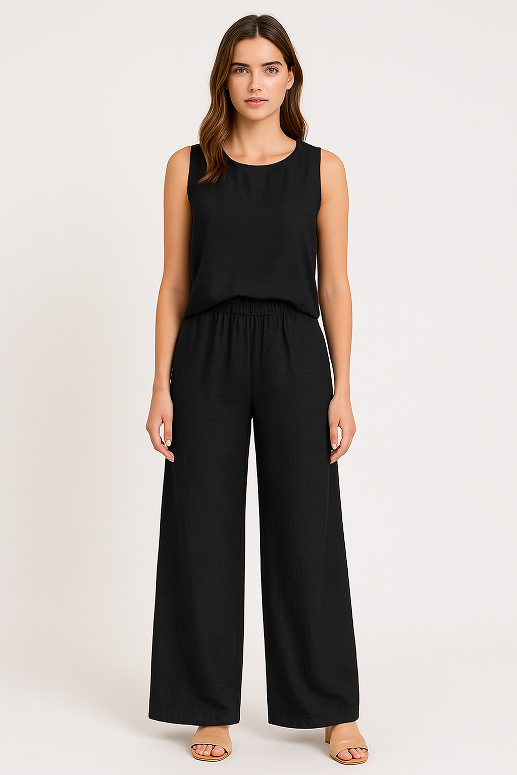 Women’s Wide-Leg Trousers – High Waist – Pleated Front – Lightweight Relaxed Fit