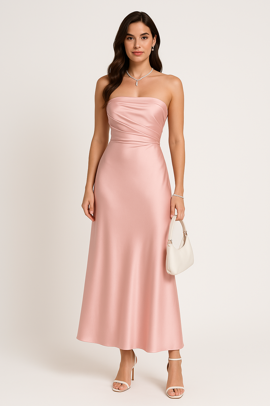 Women’s Evening Gown – Strapless Slim Fit – Satin Finish – Full Length Formal Dress