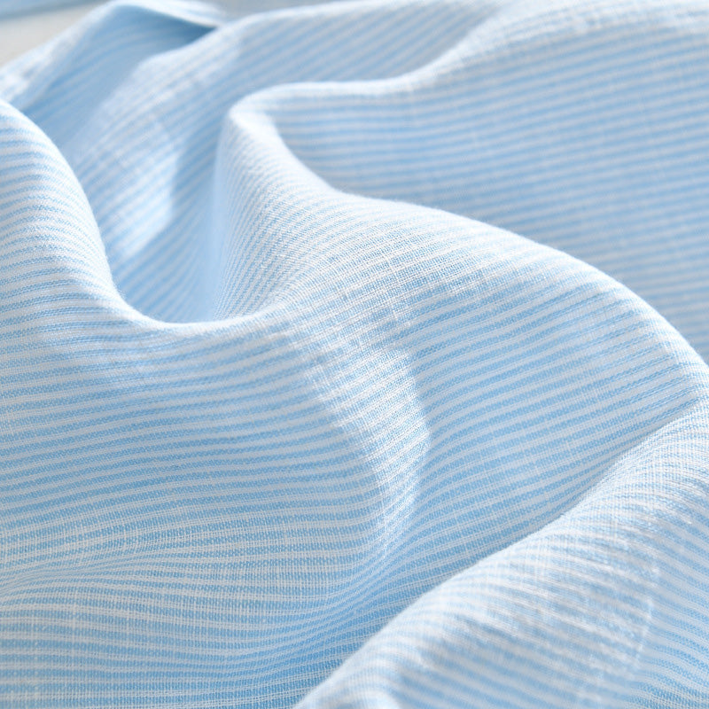 Men’s Button-Up Shirt - Cotton Linen Blend - Textured Pattern - Long Sleeve Casual Wear