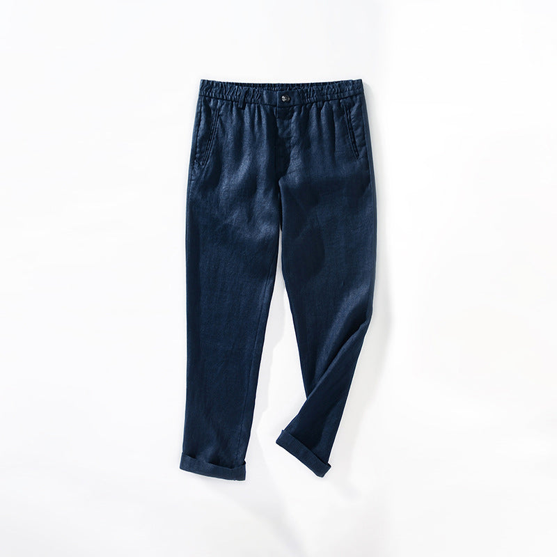 Men’s Linen Blend Pants - Relaxed Fit - Elastic Waistband with Drawstring - Breathable