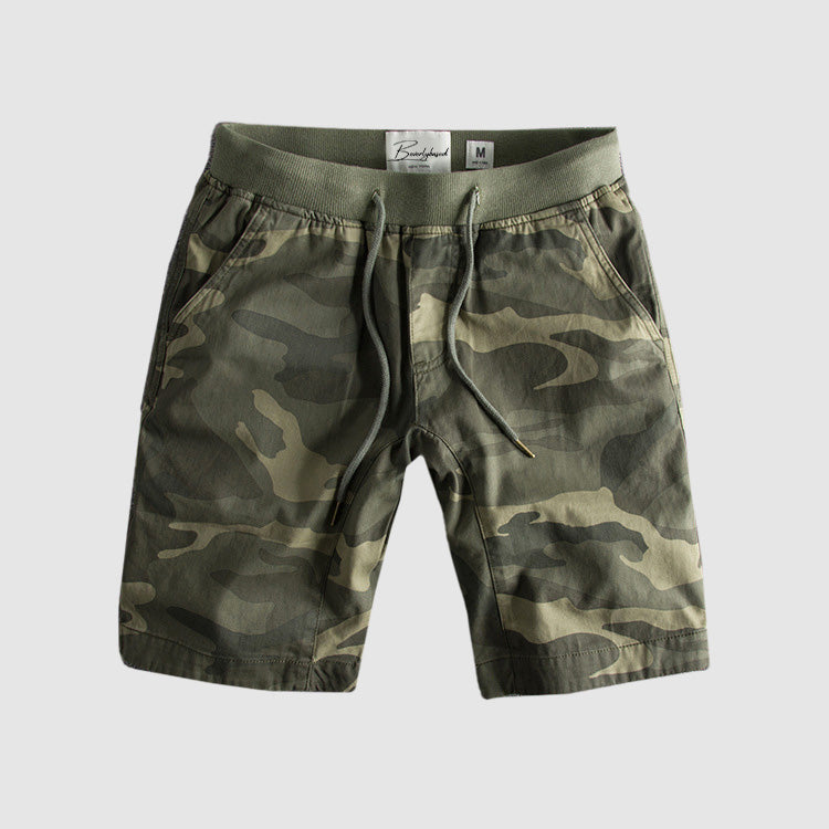 Men’s Casual Shorts - Camouflage Pattern - Elastic Waistband - Mid-Length with Pockets