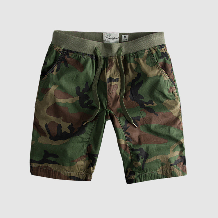 Men’s Casual Shorts - Camouflage Pattern - Elastic Waistband - Mid-Length with Pockets