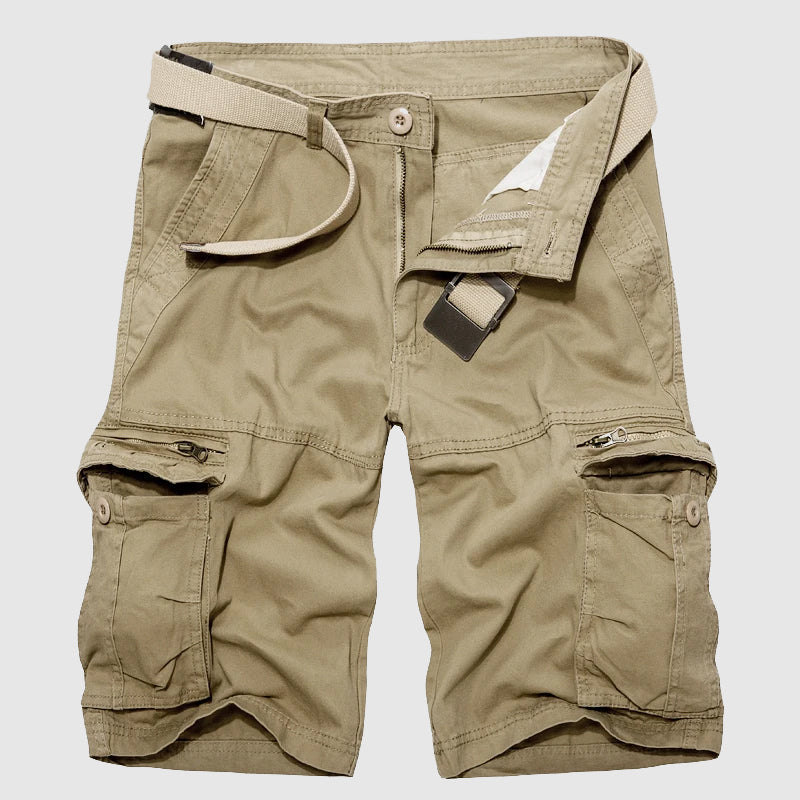 Men's Cargo Shorts - 100% Cotton - Relaxed Fit - Multi-Pocket Utility Design