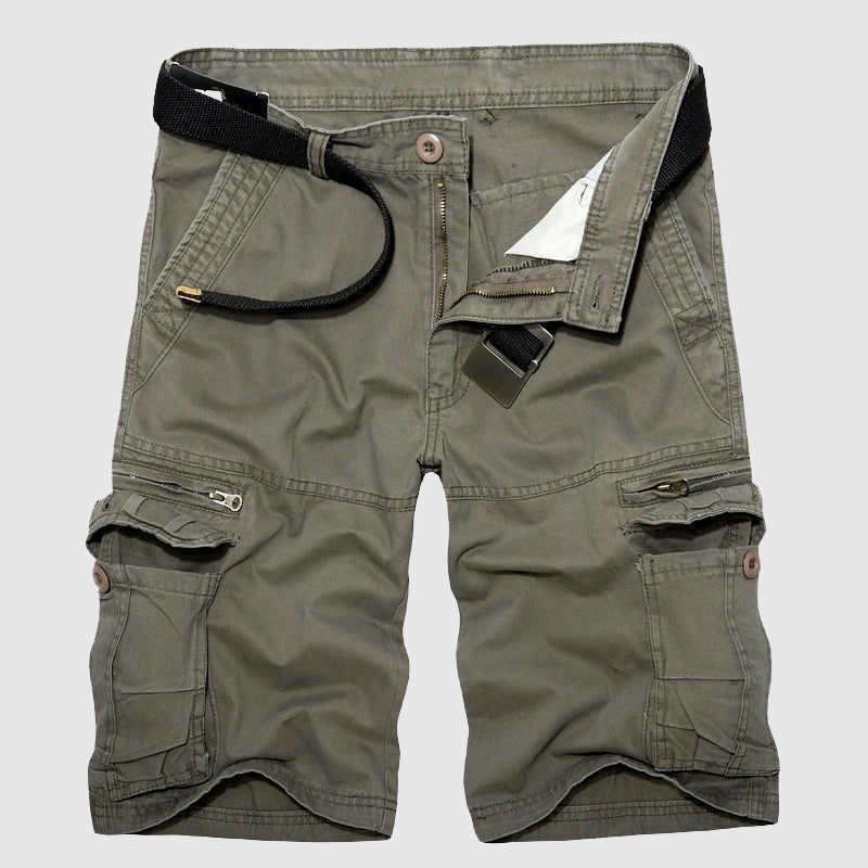 Men's Cargo Shorts - 100% Cotton - Relaxed Fit - Multi-Pocket Utility Design