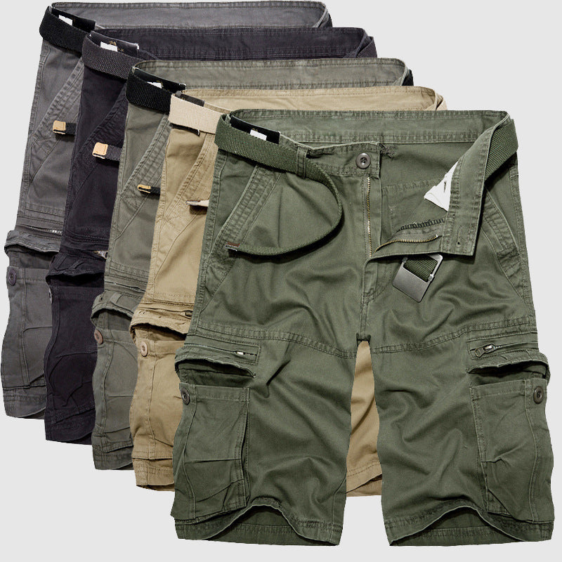 Men's Cargo Shorts - 100% Cotton - Relaxed Fit - Multi-Pocket Utility Design
