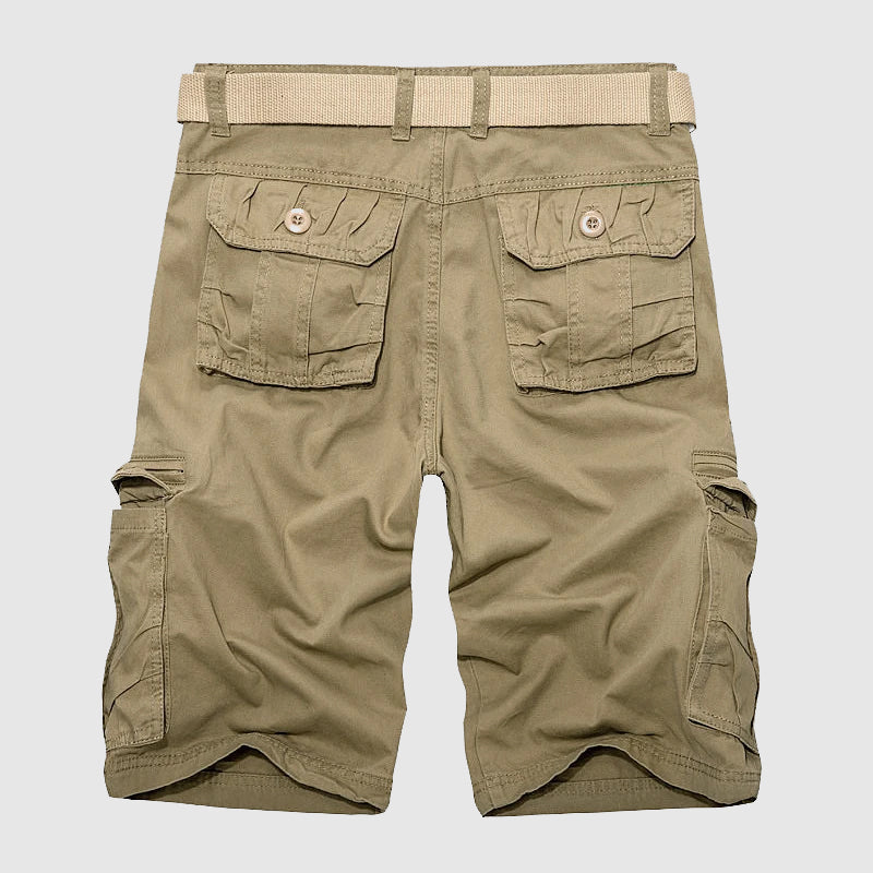 Men's Cargo Shorts - 100% Cotton - Relaxed Fit - Multi-Pocket Utility Design