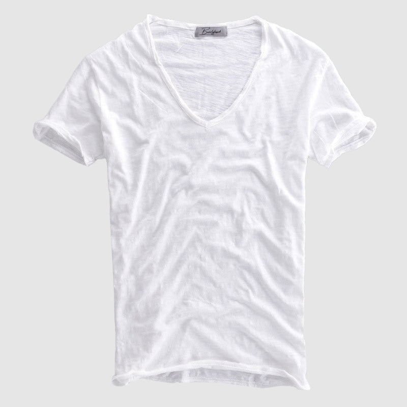 Men’s V-Neck T-Shirt - 100% Cotton - Short Sleeve Casual Wear - Soft & Breathable