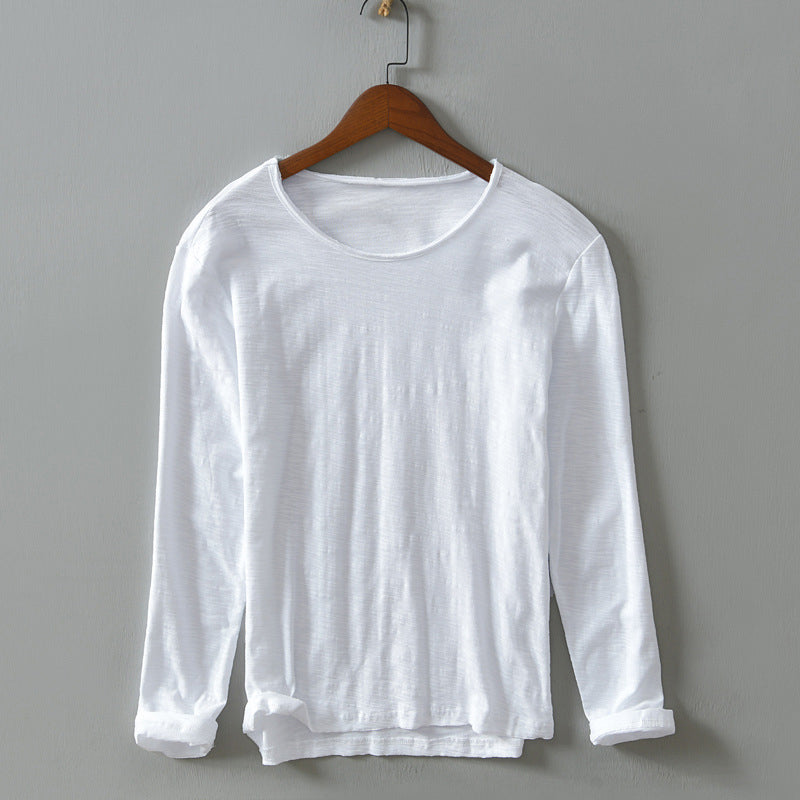 Men’s Long-Sleeve Shirt - 100% Cotton - Relaxed Fit - Crew Neck Casual Wear