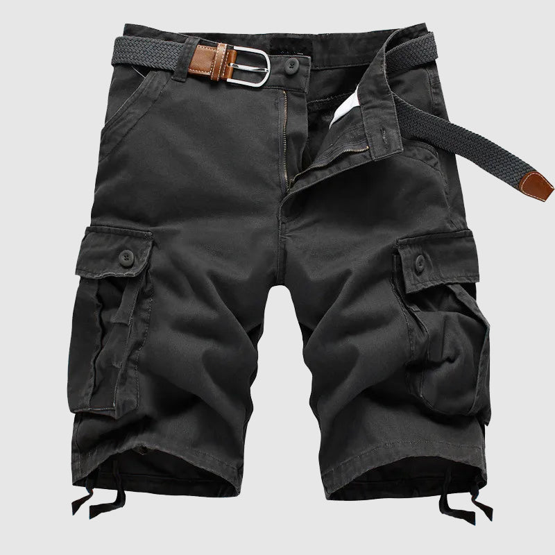 Men’s Cargo Shorts - 100% Cotton - Knee-Length Relaxed Fit - Multi-Pocket Outdoor Wear