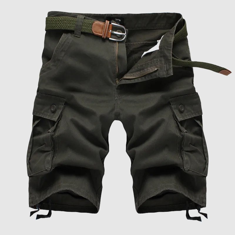 Men’s Cargo Shorts - 100% Cotton - Knee-Length Relaxed Fit - Multi-Pocket Outdoor Wear