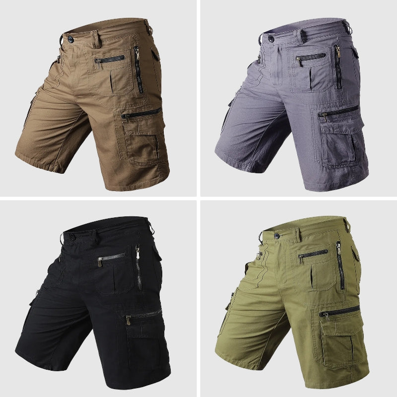 Men's Cargo Shorts - Knee Length - Multi-Pocket Utility - Durable Fabric