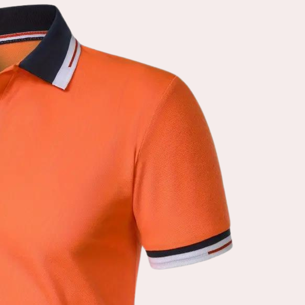 Men’s Polo Shirt – Slim Fit – Breathable Blend – Contrast Collar – Casual Style