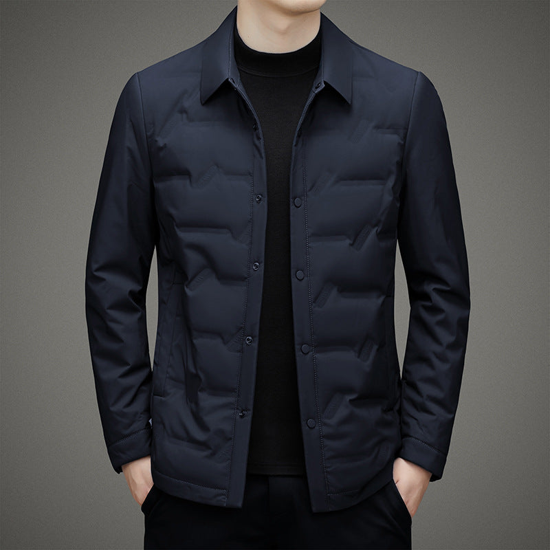 Men’s Down Jacket – Slim Fit – Quilted Padding – Button Front – Water-Resistant – Waist-Length