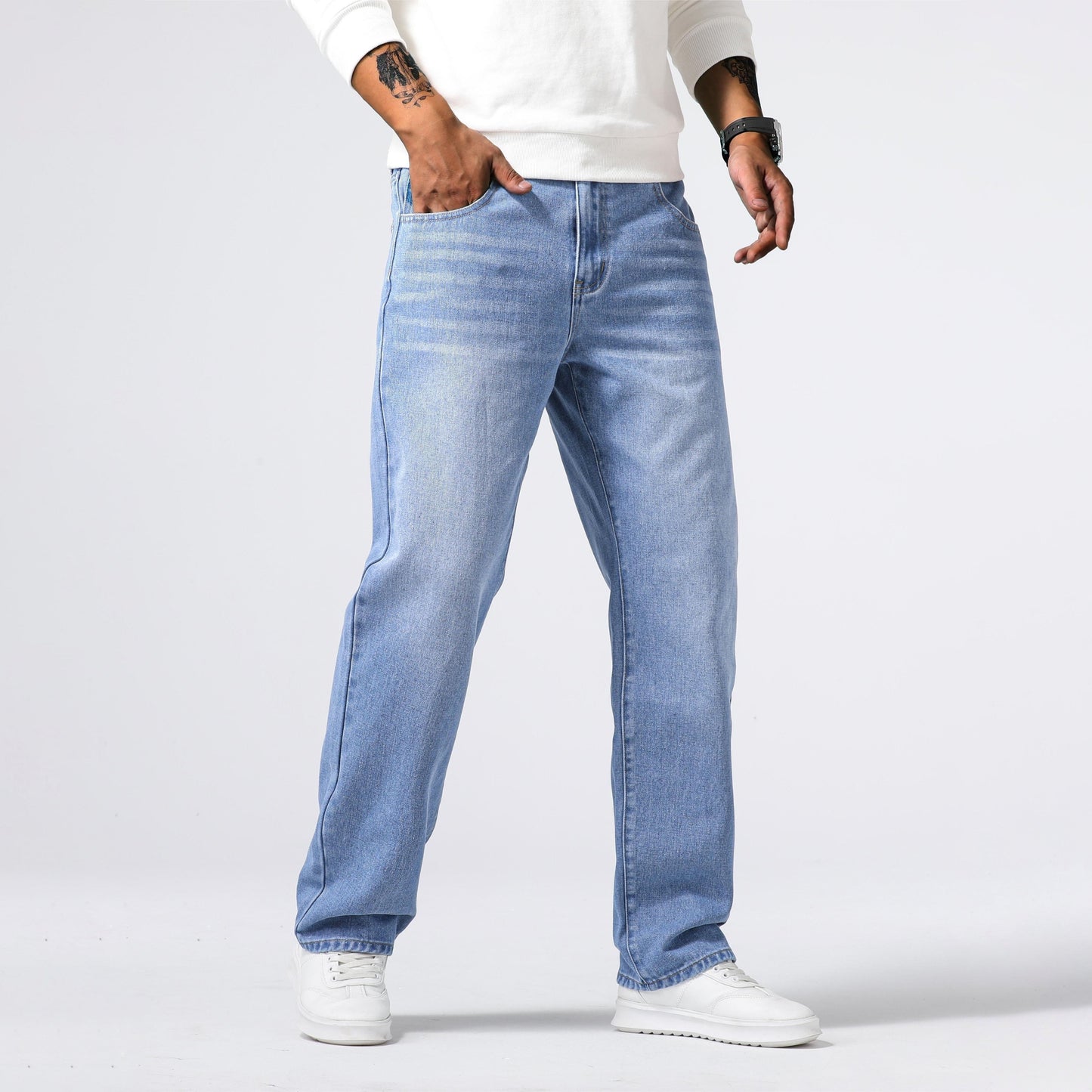 Men’s Straight Leg Jeans - Classic Fit - Denim - Five Pockets - Full Length