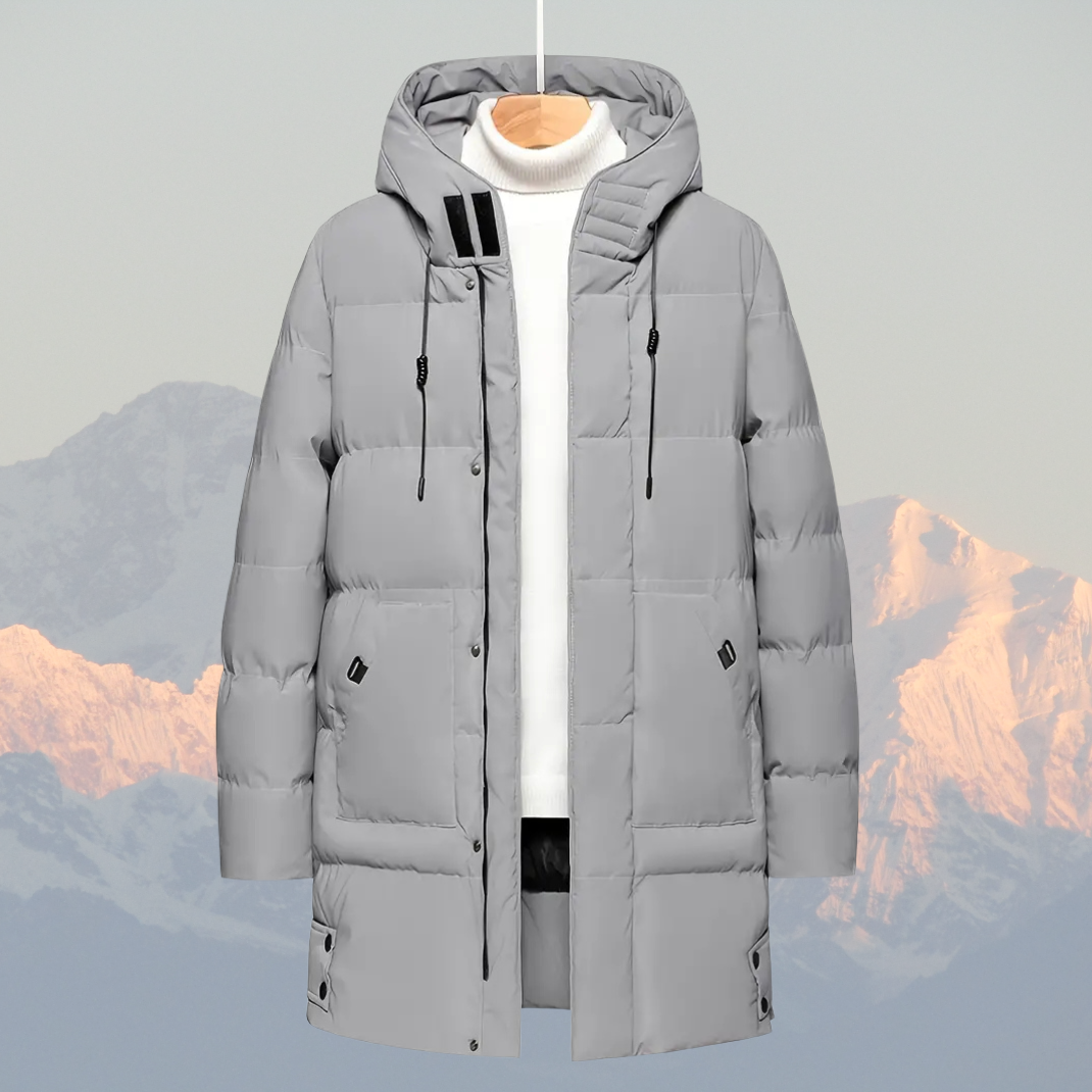 Men’s Long Down Puffer Coat – Water-Resistant, Insulated, Hooded Winter Jacket