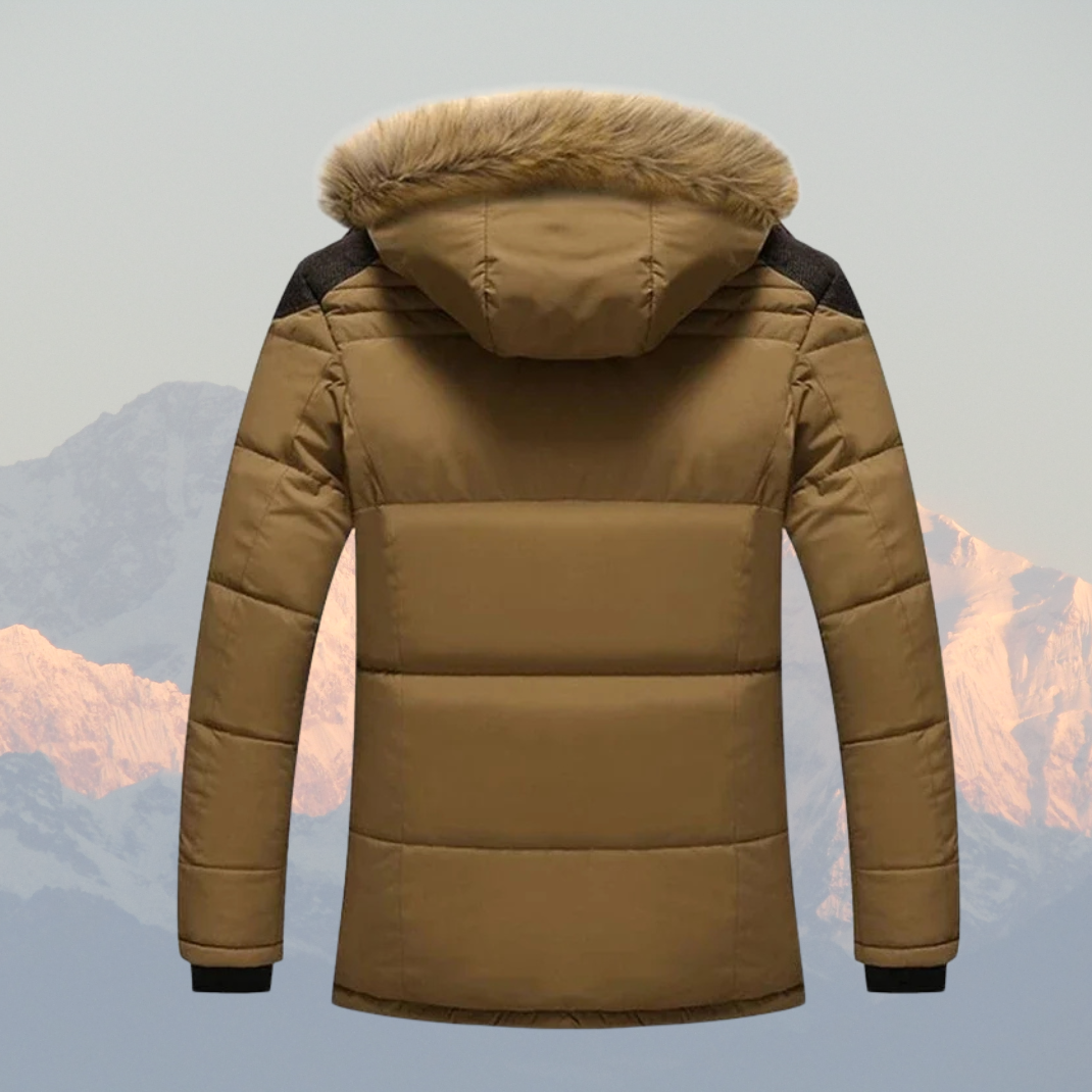 Men’s Winter Puffer Jacket – Faux Fur Hood, Thick Fleece Lining, Water-Resistant Coat