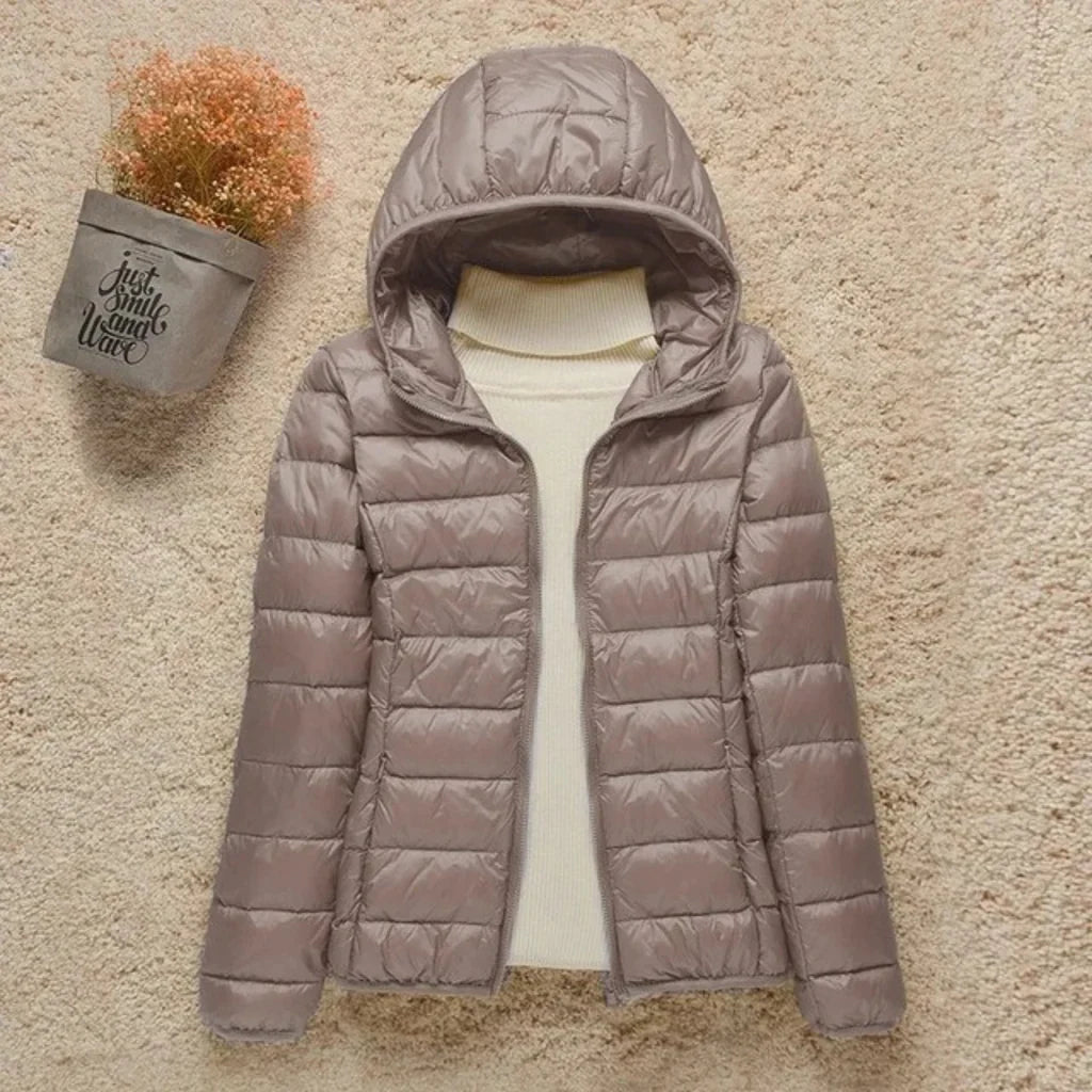 Women’s Quilted Jacket – Regular Fit – Lightweight Padded – Hip Length Zip Front