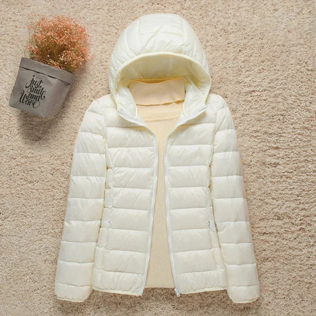 Women’s Quilted Jacket – Regular Fit – Lightweight Padded – Hip Length Zip Front