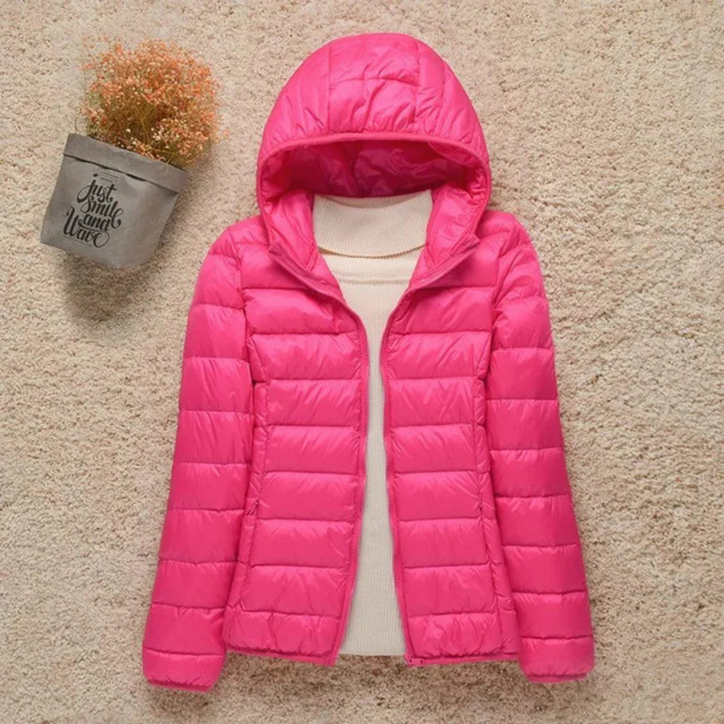 Women’s Quilted Jacket – Regular Fit – Lightweight Padded – Hip Length Zip Front